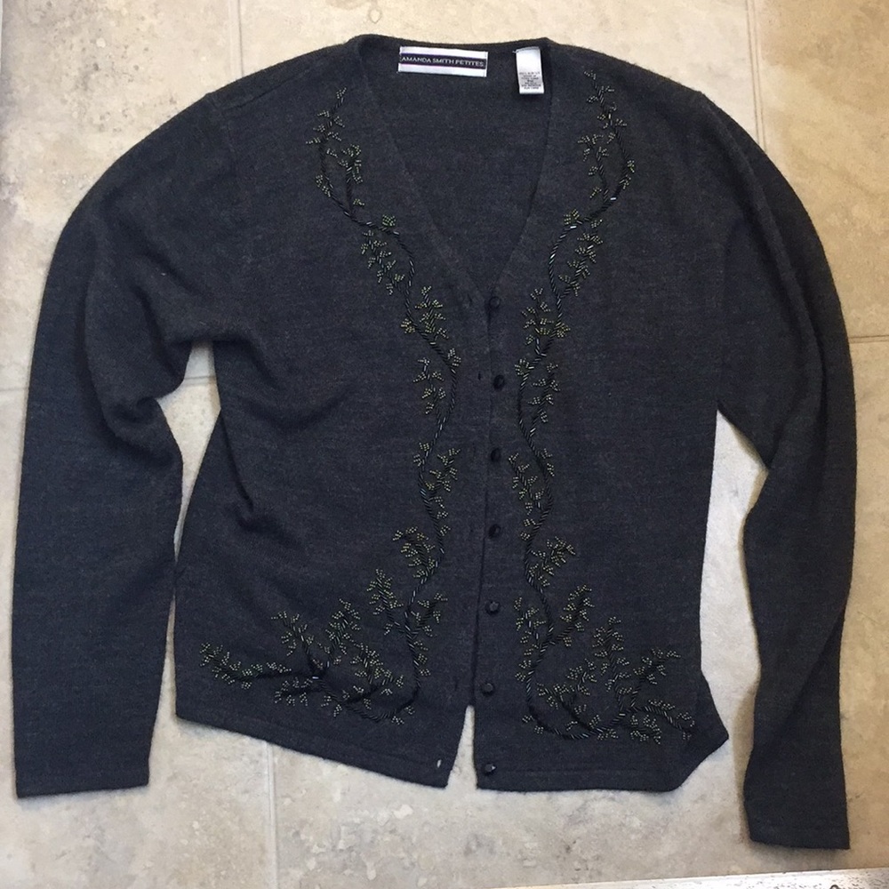 Vintage 90s Beaded Sweater - Picture 1 of 5